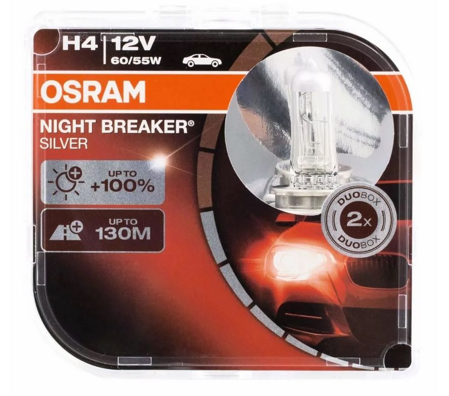 407ec1ab-62a2-11ea-a250-04d9f508137a Автолампа H4 60 55W+100% (64193NBS_HCB) 2 шт. Night Breaker Sil