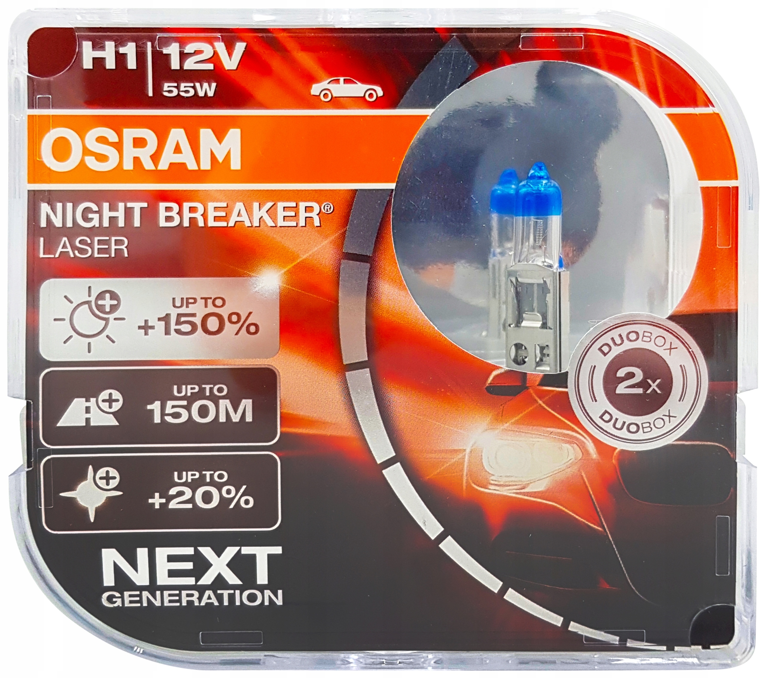 86cc7c9e-6435-11ea-a251-04d9f508137a Автолампа H1 55W+150% (64150NL_HCB) 2шт. Night Breaker Laser